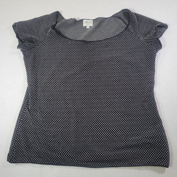 Armani Collezioni Womens Black & White Polka Dot Cap Sleeve Top Size 14 - Picture 1 of 6
